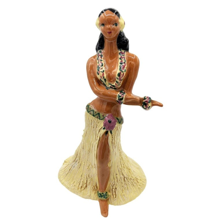 Rare Mid-Century Hawaiian Dancing Hula Ceramic Girl Vase Signed by Yona Lippin - 2