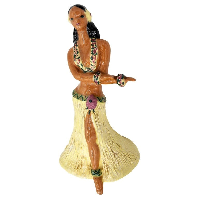 Rare Mid-Century Hawaiian Dancing Hula Ceramic Girl Vase Signed by Yona Lippin - 3