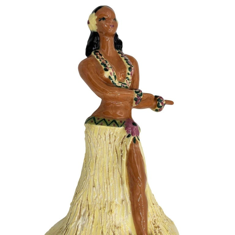 Rare Mid-Century Hawaiian Dancing Hula Ceramic Girl Vase Signed by Yona Lippin - 4