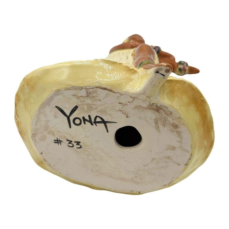 Rare Mid-Century Hawaiian Dancing Hula Ceramic Girl Vase Signed by Yona Lippin - 6