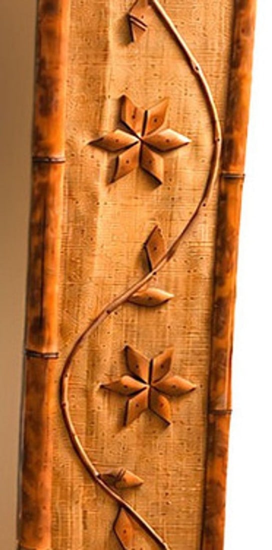 1960s Italian Coastal Carved Ornate Bamboo and Rice Mat Riviera Wall Mirror - 5