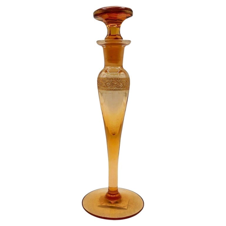 Art Deco Peach Glass Perfume Bottle w/ Stopper by Steuben Aurene for Devilbiss (1 of 8)
