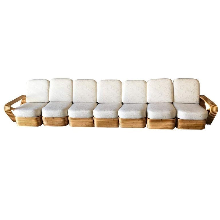 Restored Art Deco Six-Strand Square Pretzel Seven-Seat Sectional Sofa - 2
