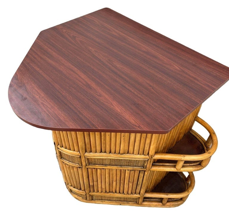 Restored Mid-century Sailboat Ships Bow Shaped Stacked Rattan Dry Bar - 10