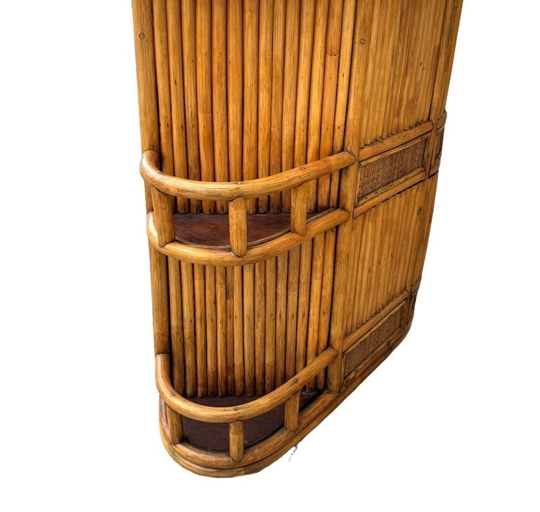 Restored Mid-century Sailboat Ships Bow Shaped Stacked Rattan Dry Bar - 11