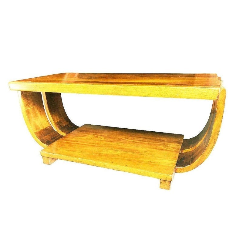Blond Geometric Art Deco Side and Coffee Table by Gilbert Rohde for Brown Saltman - 10
