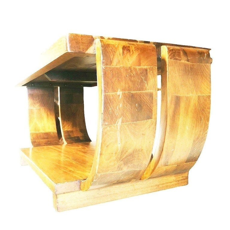 Blond Geometric Art Deco Side and Coffee Table by Gilbert Rohde for Brown Saltman - 13