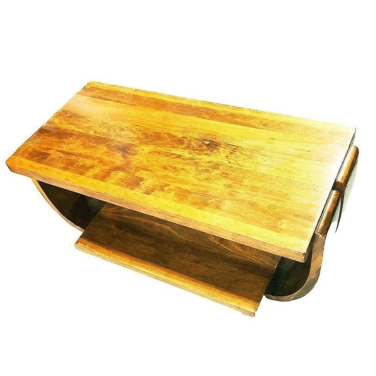 Blond Geometric Art Deco Side and Coffee Table by Gilbert Rohde for Brown Saltman - 14