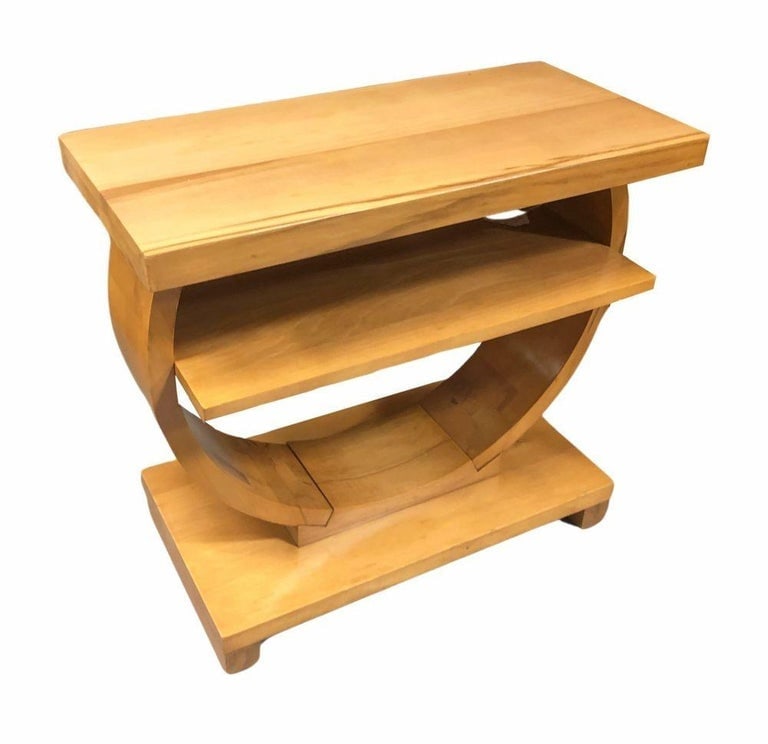 Blond Geometric Art Deco Side and Coffee Table by Gilbert Rohde for Brown Saltman - 3