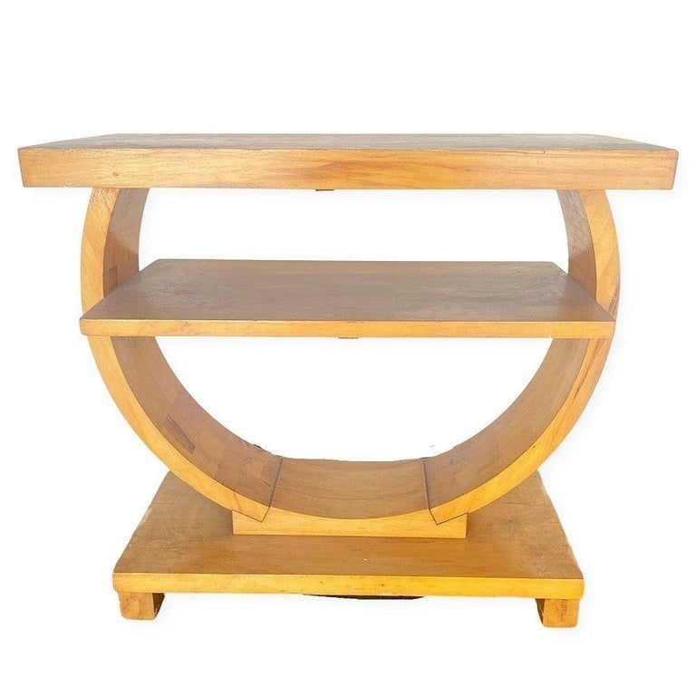 Blond Geometric Art Deco Side Table by Gilbert Rohde for Brown Saltman - 2