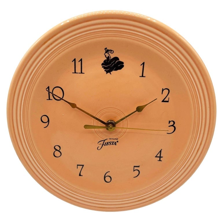 Pink "Apricot" Fiestaware Ceramic Plate Wall Clock by Homer Laughlin (1 of 8)