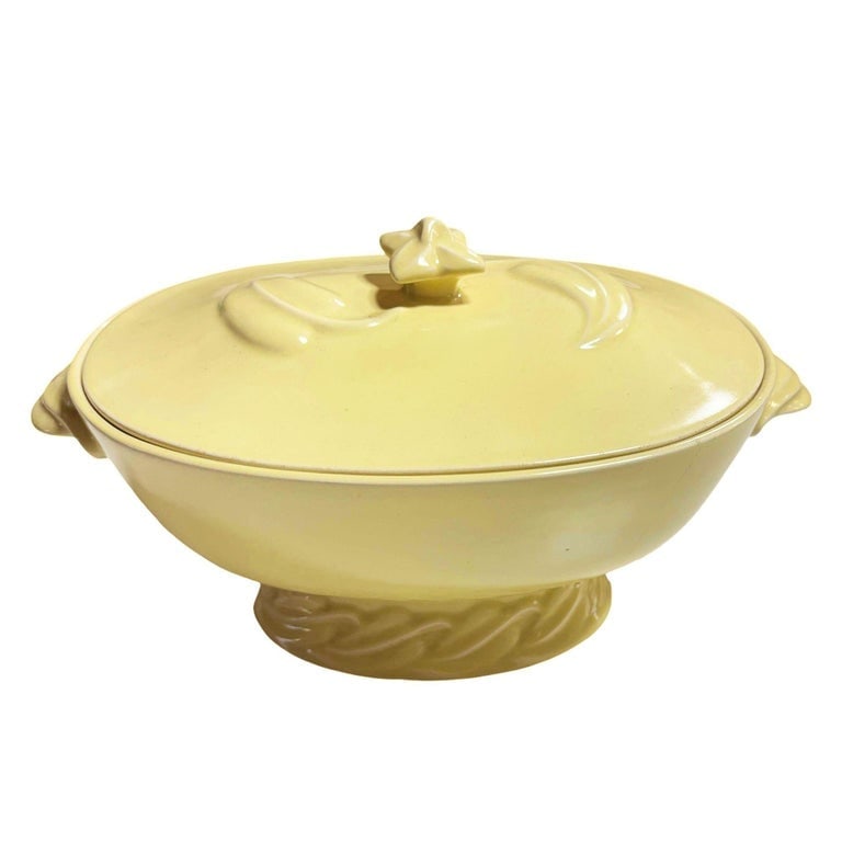 Mid-Century California Pottery Yellow Casserole Dish w/ Lid by Vernon Kilns - 2