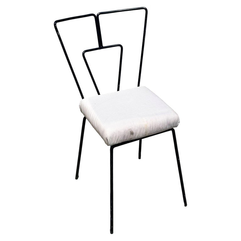 Mid-Century Iron Wire Art Side Dining Geometric Chair by Homecrest, Pair - 2