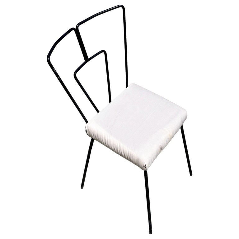 Mid-Century Iron Wire Art Side Dining Geometric Chair by Homecrest, Pair - 7
