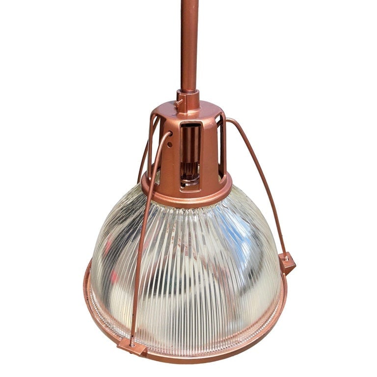 Mid Century Holophane Pendant Ceiling Light Copper-tone Finish - 3