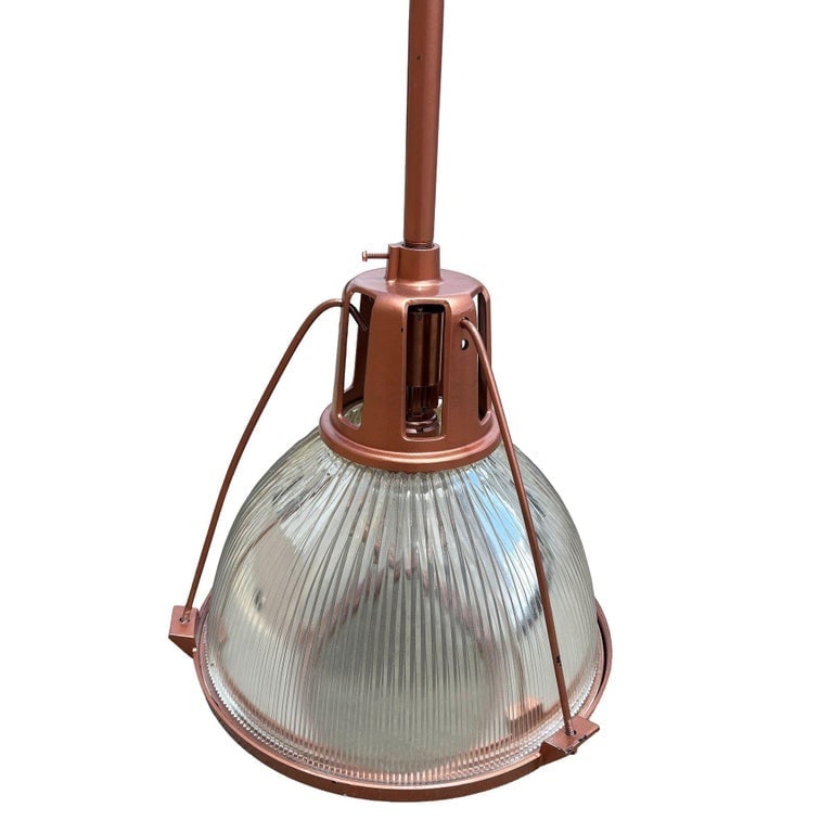 Mid Century Holophane Pendant Ceiling Light Copper-tone Finish - 4