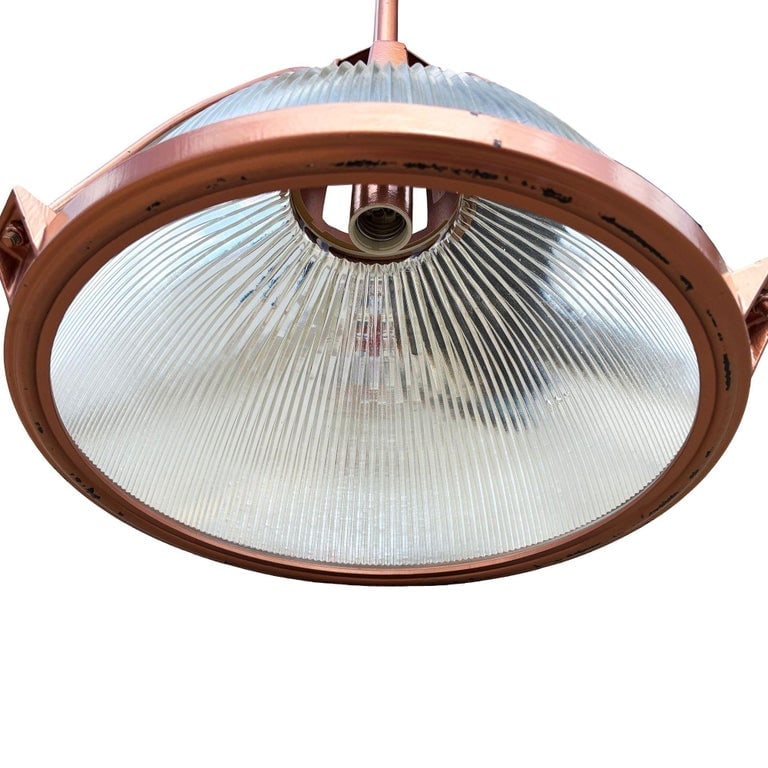 Mid Century Holophane Pendant Ceiling Light Copper-tone Finish - 8