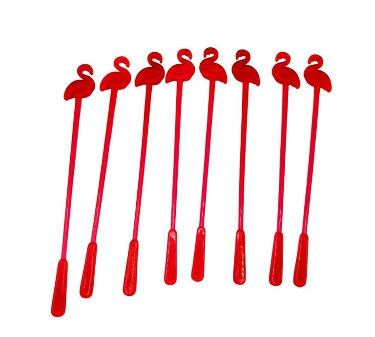 21 Piece Mid-Century Tropical Hula Girl and Flamingo Cocktail Swizzle Sticks - 2