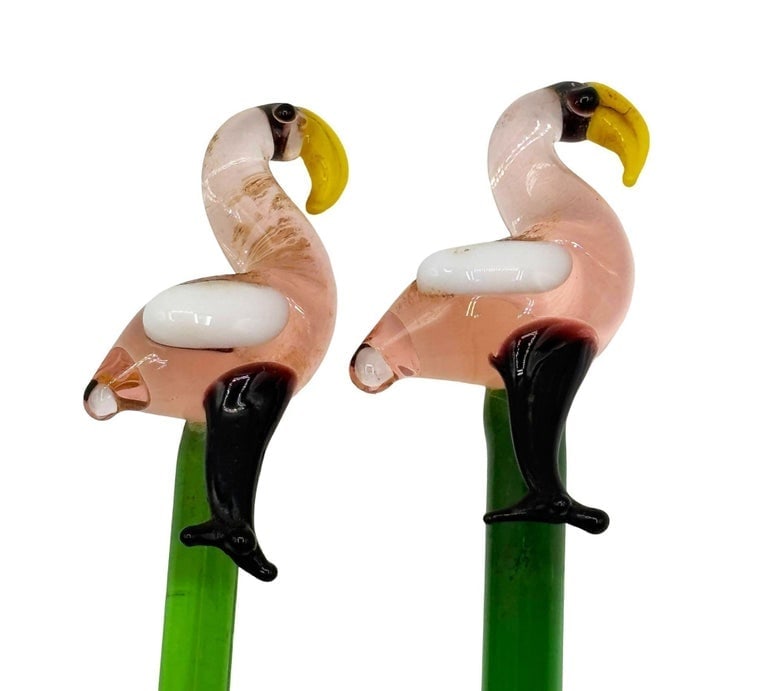 21 Piece Mid-Century Tropical Hula Girl and Flamingo Cocktail Swizzle Sticks - 8