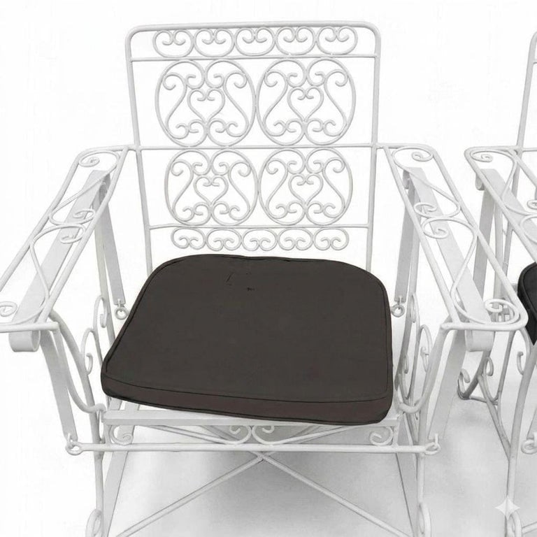 White Scrolling Wrought Iron Glider Rocking Settee and Chair Patio Outdoor Set - 5