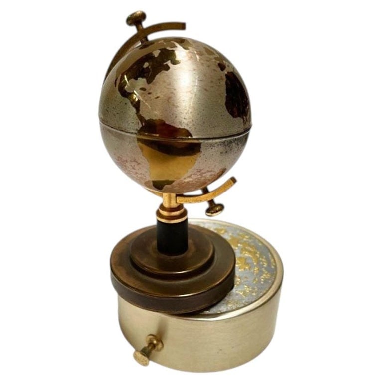 Mid-century Brass Spinning Music Box Globe Desktop Table Lighter by Windmill (1 of 9)
