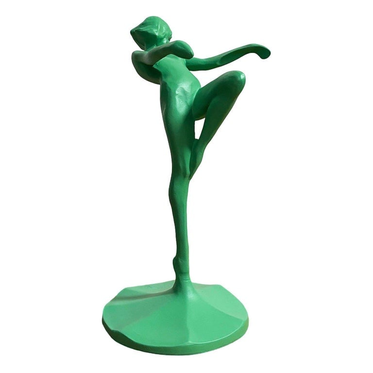 1922 Model T-301 figure Art Deco Dancing Nymph Green Ashtray Stand by Frankart - 2