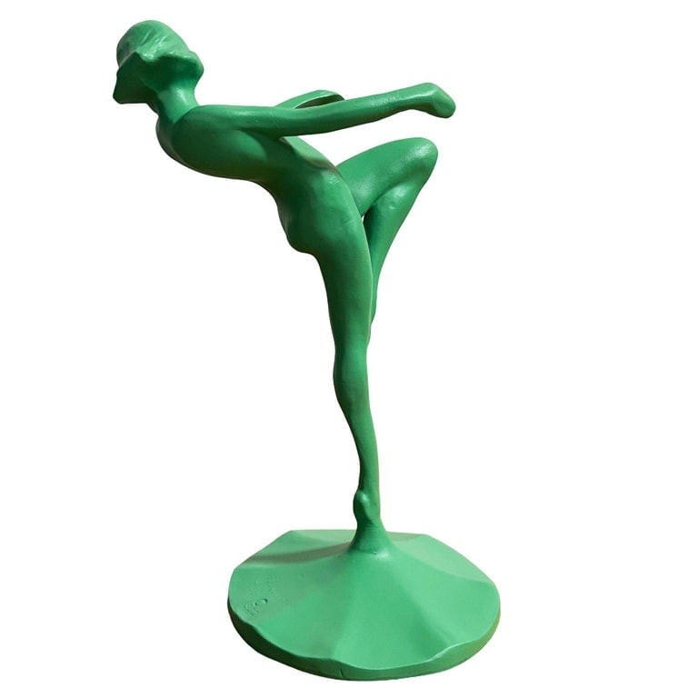 1922 Model T-301 figure Art Deco Dancing Nymph Green Ashtray Stand by Frankart - 5