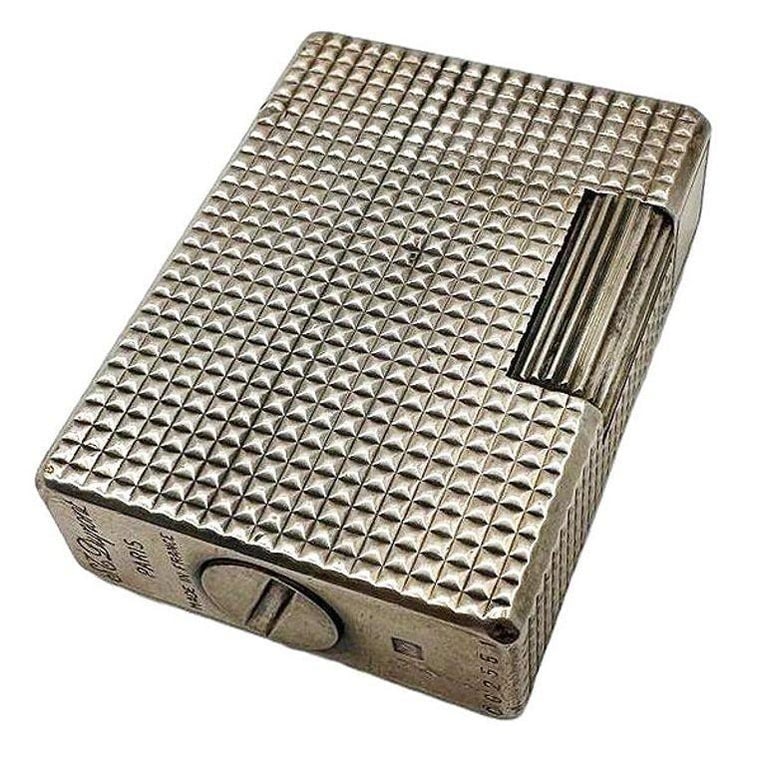 French Modern Silver and Gold Plate Gas Pocket Guilloch Lighter by S.T. Dupont - 3
