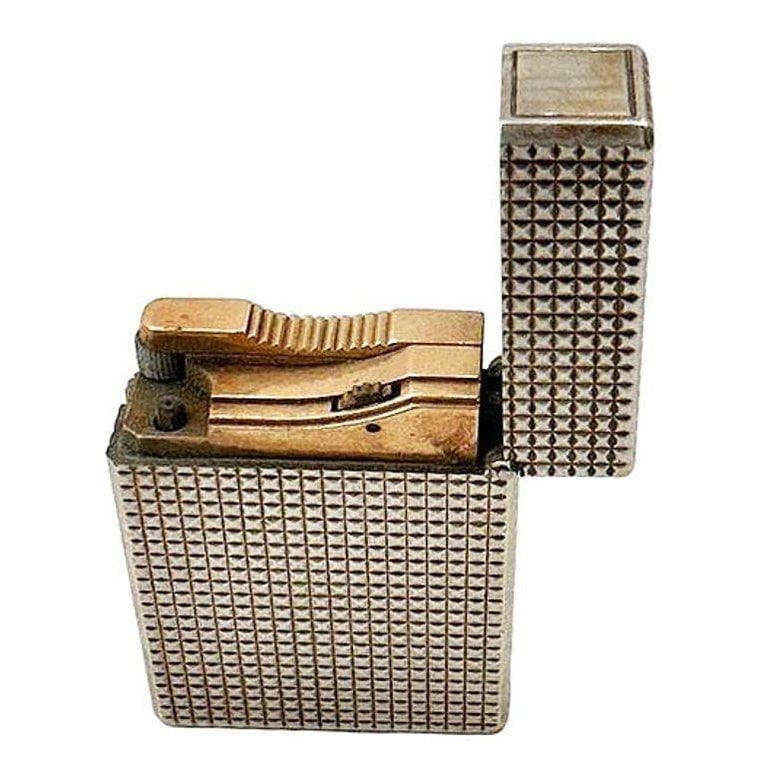 French Modern Silver and Gold Plate Gas Pocket Guilloch Lighter by S.T. Dupont - 4