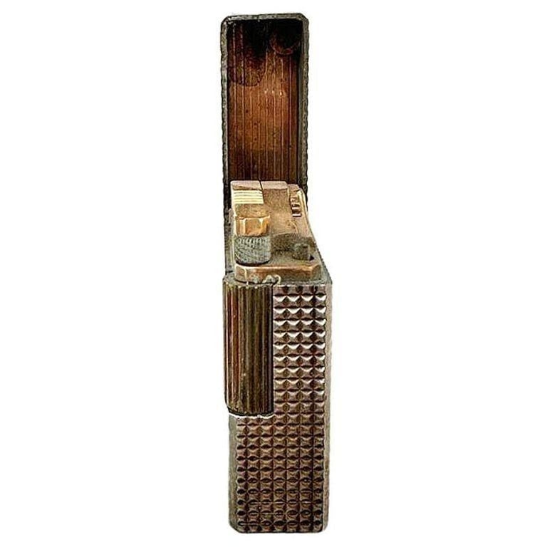 French Modern Silver and Gold Plate Gas Pocket Guilloch Lighter by S.T. Dupont - 6