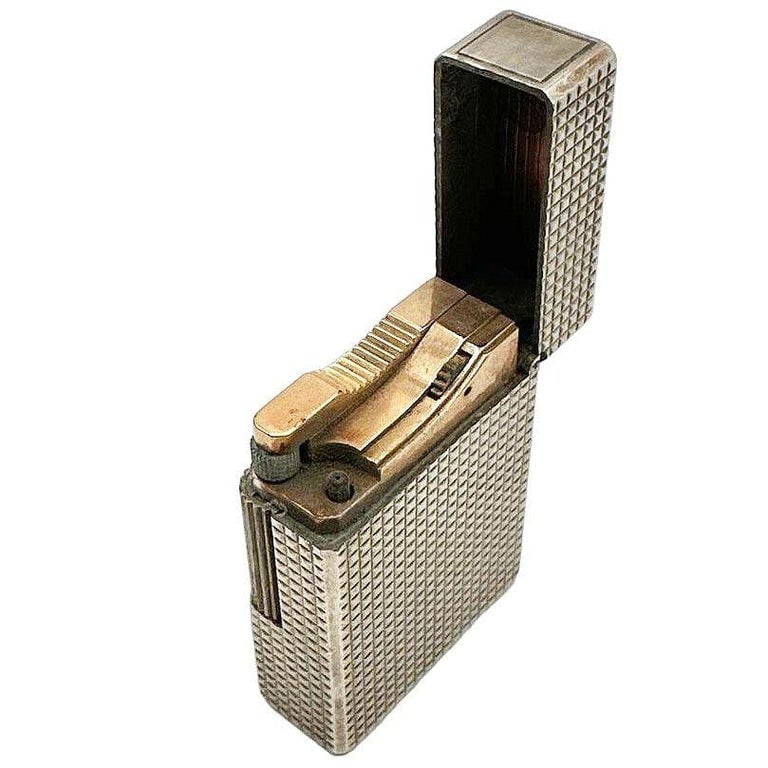 French Modern Silver and Gold Plate Gas Pocket Guilloch Lighter by S.T. Dupont - 8