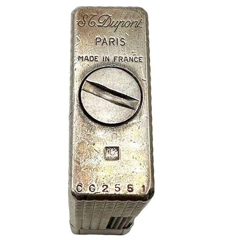 French Modern Silver and Gold Plate Gas Pocket Guilloch Lighter by S.T. Dupont - 9