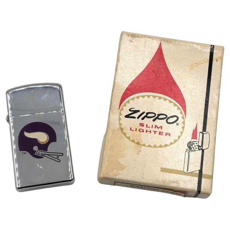 1970s Minnesota Vikings Vintage Zippo Slim Lighter with Original Box (1 of 8)