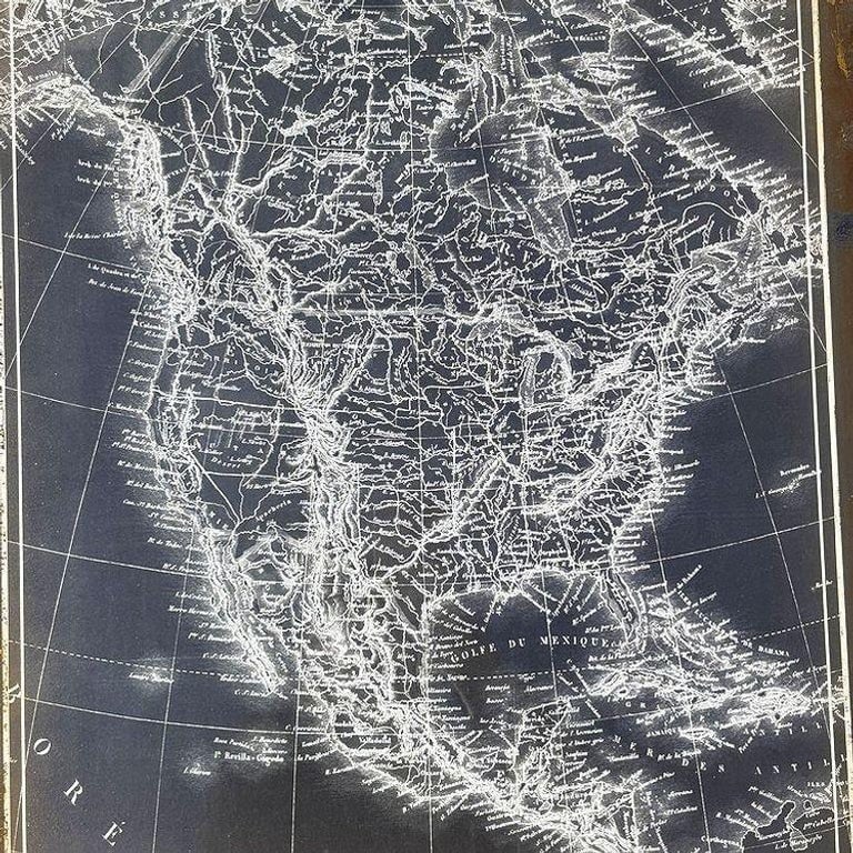 19th Century Monochrome Cartographic Map of North America, Framed - 4