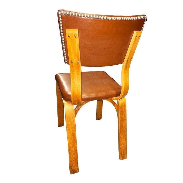 Pair of Mid-Century Modern Bentwood Side Chairs w/ Nailhead Back by Thonet - 9