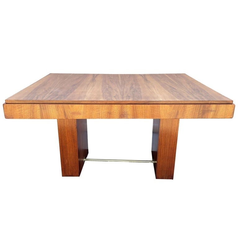 Art Deco Geometric Walnut Dining Table Desk Inspired by Charles Dudouyt - 2