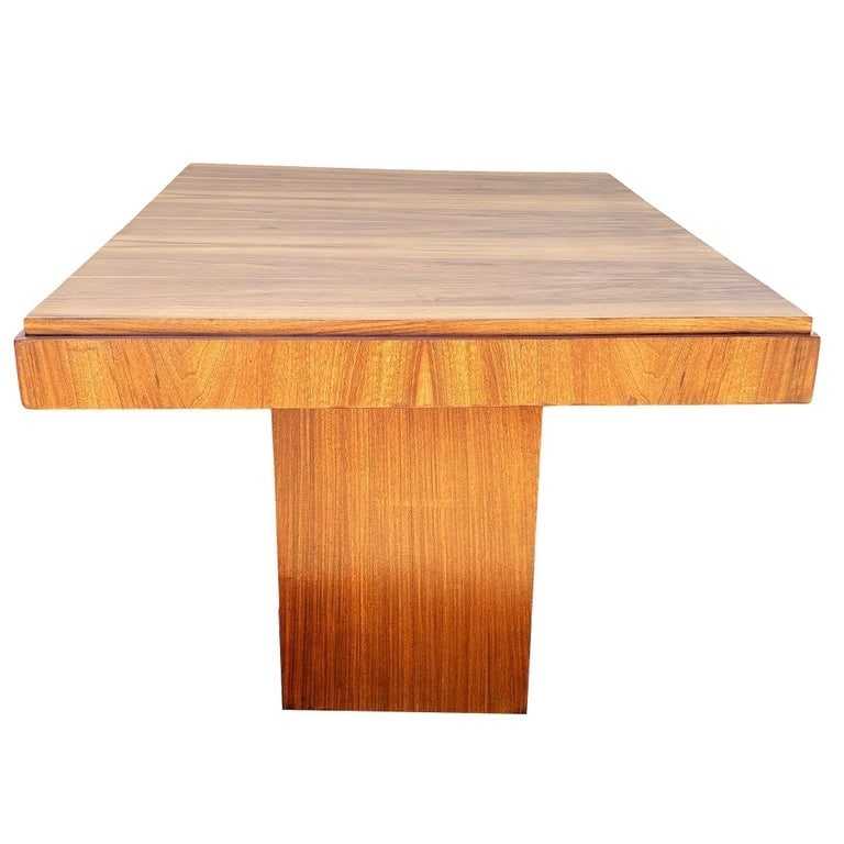 Art Deco Geometric Walnut Dining Table Desk Inspired by Charles Dudouyt - 4