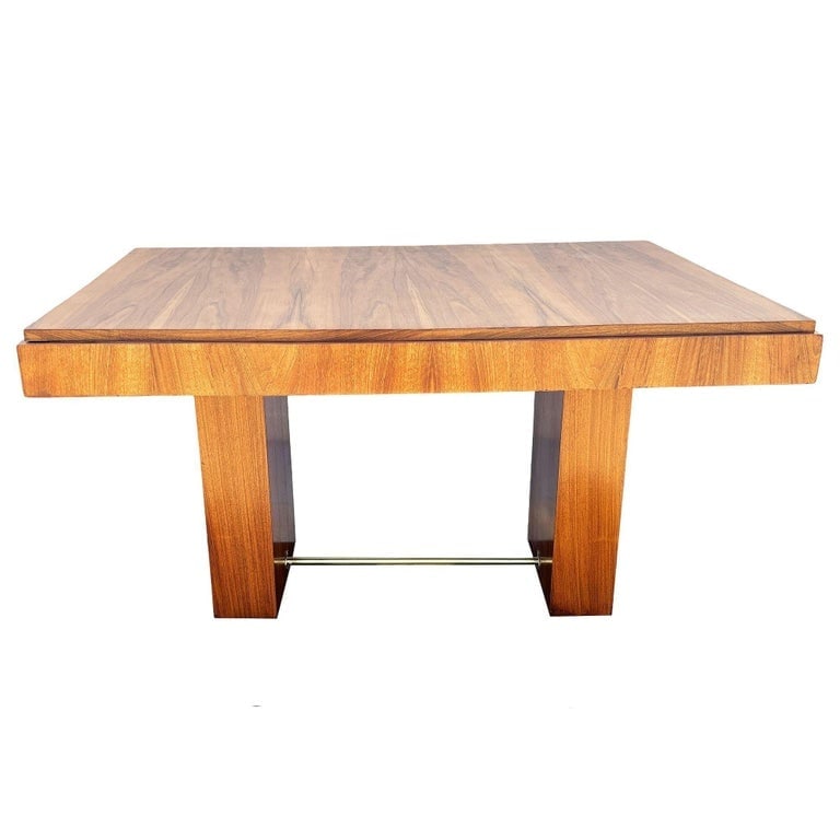 Art Deco Geometric Walnut Dining Table Desk Inspired by Charles Dudouyt - 5