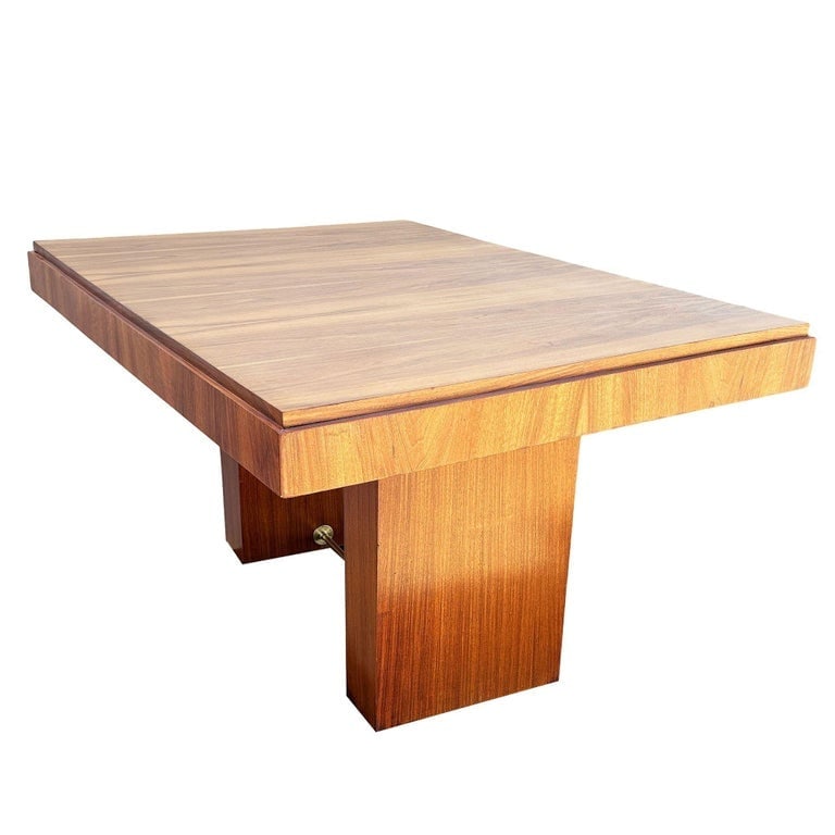 Art Deco Geometric Walnut Dining Table Desk Inspired by Charles Dudouyt - 6