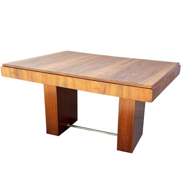 Art Deco Geometric Walnut Dining Table Desk Inspired by Charles Dudouyt - 7