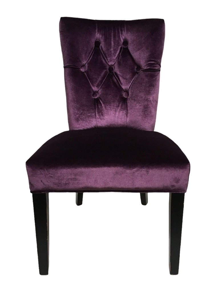 Pair of Vintage Purple Velvet Chairs with Tufted Padded Backrest - 3