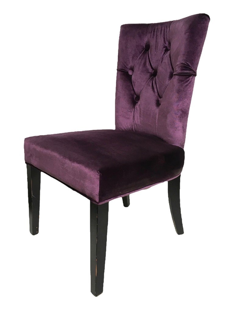 Pair of Vintage Purple Velvet Chairs with Tufted Padded Backrest - 4