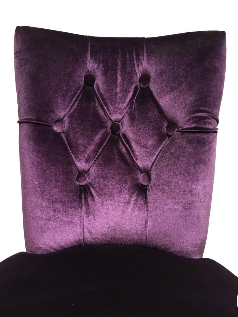 Pair of Vintage Purple Velvet Chairs with Tufted Padded Backrest - 6