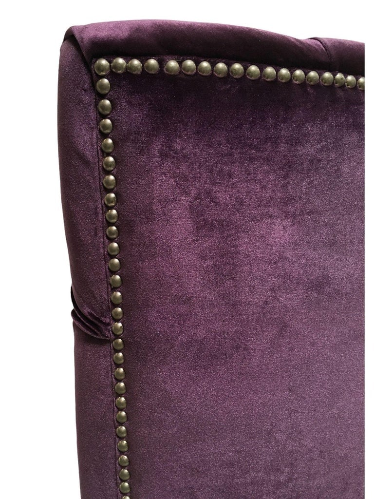 Pair of Vintage Purple Velvet Chairs with Tufted Padded Backrest - 9