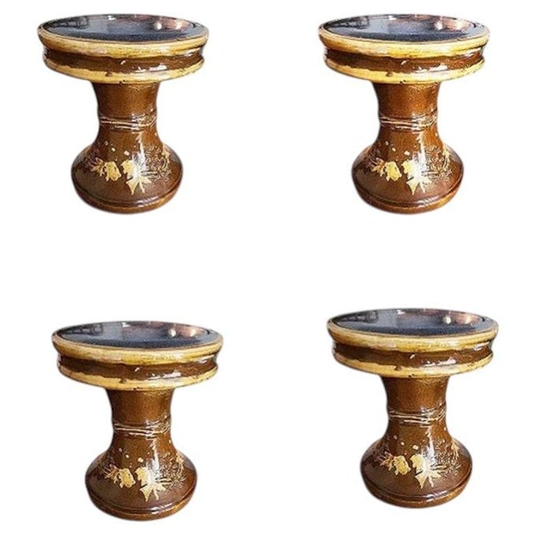 Chinese Koi fish Ceramic Glazed Ceramic Garden Stools, set of 4 (1 of 5)