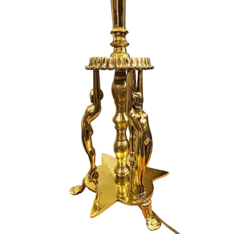 1920 Brass Figural figure Art Deco Flapper Table Lamp by Frankart w/ Shade - 10