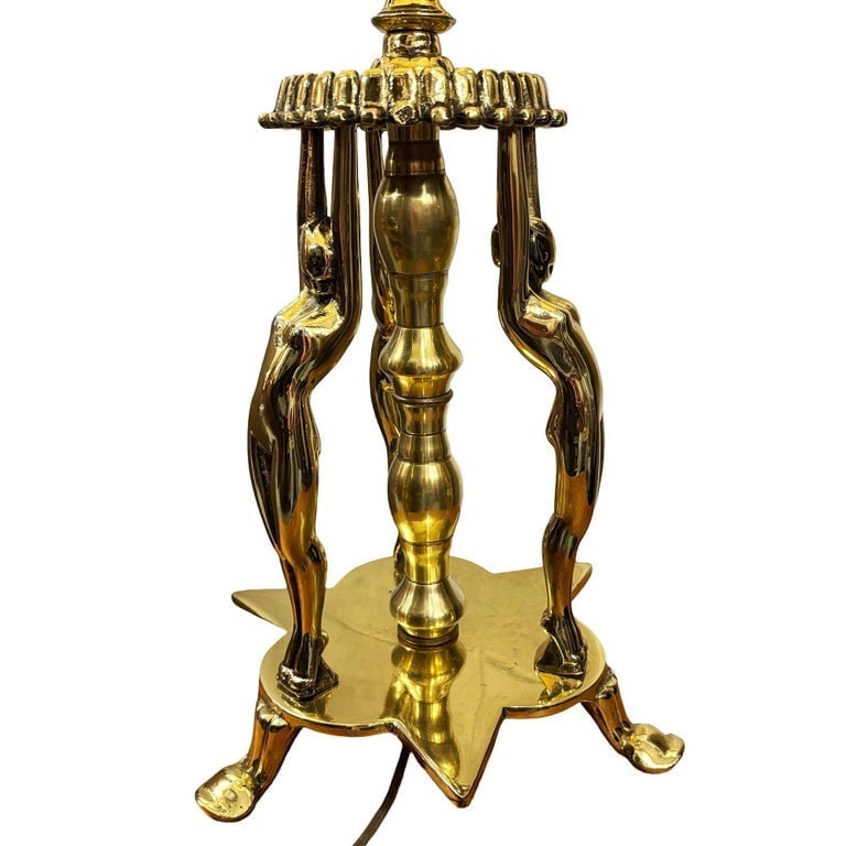 1920 Brass Figural figure Art Deco Flapper Table Lamp by Frankart w/ Shade - 11