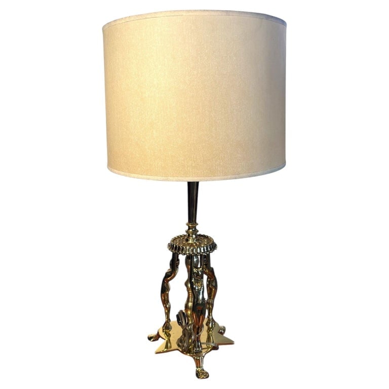 1920 Brass Figural figure Art Deco Flapper Table Lamp by Frankart w/ Shade (1 of 12)