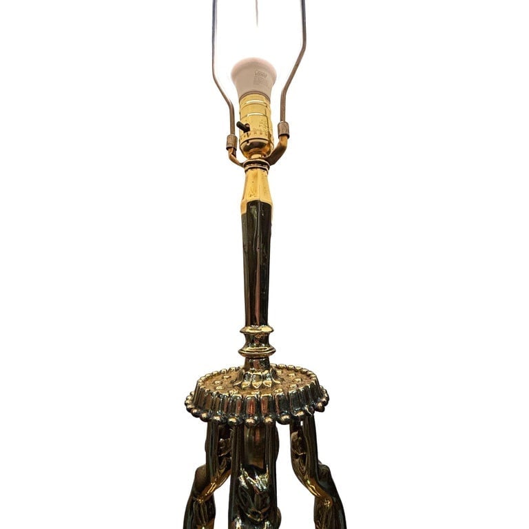 1920 Brass Figural figure Art Deco Flapper Table Lamp by Frankart w/ Shade - 4