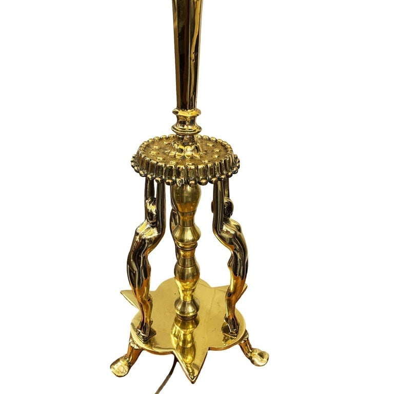 1920 Brass Figural figure Art Deco Flapper Table Lamp by Frankart w/ Shade - 6